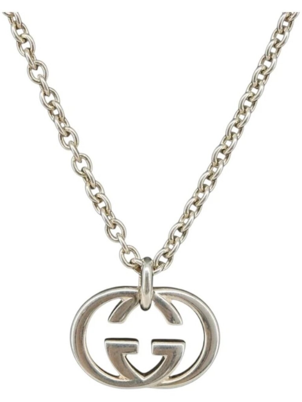 GUCCI Interlocking G Necklace Ag925 Silver Auth SW2356V